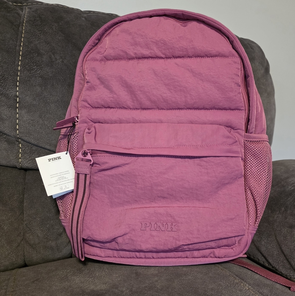 PINK Quilted Puffer Backpack